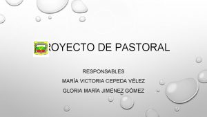 PROYECTO DE PASTORAL RESPONSABLES MARA VICTORIA CEPEDA VLEZ