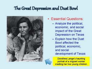 The Great Depression and Dust Bowl Essential Questions