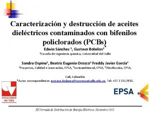 Caracterizacin y destruccin de aceites dielctricos contaminados con
