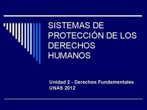 SISTEMAS DE PROTECCIN DE LOS DERECHOS HUMANOS Unidad