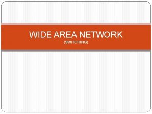 WIDE AREA NETWORK SWITCHING Wide Area Network Wide