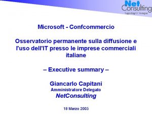 Microsoft Confcommercio Osservatorio permanente sulla diffusione e luso