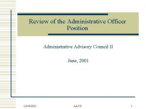 Review of the Administrative Officer Position Administrative Advisory