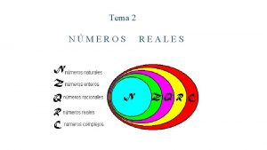 Tema 2 NMEROS REALES NMEROS natu RALES POSTULADOS