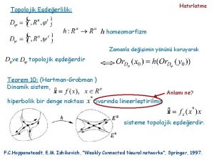 Hatrlatma Topolojik Edeerlilik h homeomorfizm Zamanla deiimin ynn