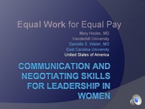 Equal Work for Equal Pay Mary Hooks MD