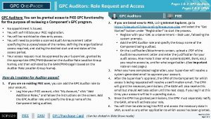 GPC ONEPAGER GPC Auditors Role Request and Access