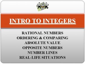 INTRO TO INTEGERS RATIONAL NUMBERS ORDERING COMPARING ABSOLUTE