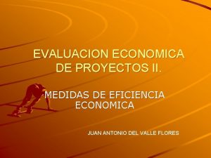 EVALUACION ECONOMICA DE PROYECTOS II MEDIDAS DE EFICIENCIA