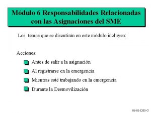 Mdulo 6 Responsabilidades Relacionadas con las Asignaciones del