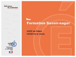 Formation Savoirnager INSPE de Poitiers DSDEN de la