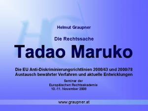 Helmut Graupner Die Rechtssache Die EU AntiDiskriminierungsrichtlinien 200043