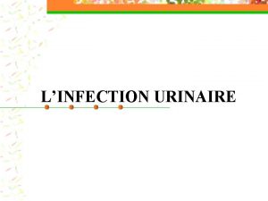 LINFECTION URINAIRE INTRODUCTION n Cause frquente de consultation