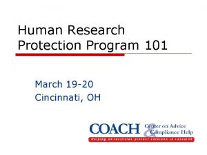 Human Research Protection Program 101 March 19 20