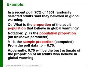 Example In a recent poll 70 of 1501