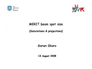 MERIT beam spot size Saturations projections Goran Skoro