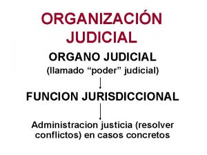 ORGANIZACIN JUDICIAL ORGANO JUDICIAL llamado poder judicial FUNCION