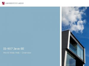 IS907 Java EE World Wide Web Overview World