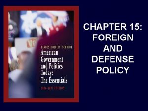 CHAPTER 15 FOREIGN AND DEFENSE POLICY Facing the