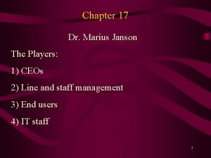 Chapter 17 Dr Marius Janson The Players 1
