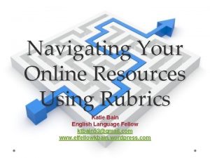 Navigating Your Online Resources Using Rubrics Katie Bain