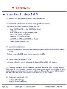9 Exercices n Exercices A chap 2 3