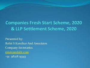 Companies Fresh Start Scheme 2020 LLP Settlement Scheme