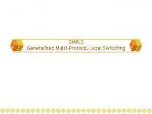 GMPLS Generalized MultiProtocol Label Switching v v MPLS