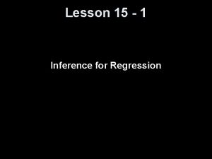 Lesson 15 1 Inference for Regression Knowledge Objectives