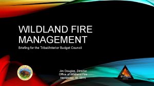 WILDLAND FIRE MANAGEMENT Briefing for the TribalInterior Budget