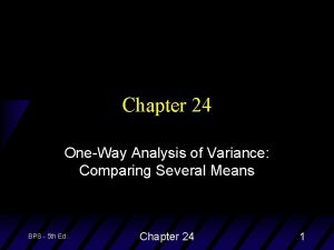 Chapter 24 OneWay Analysis of Variance Comparing Several