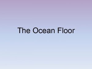 The Ocean Floor The Ocean Floor The World