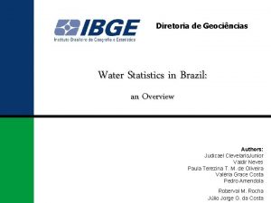 Diretoria de Geocincias Water Statistics in Brazil an