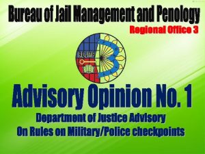 Advisory Opinion No 1 Department of Justice Advisory