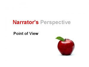 Narrators Perspective Point of View Narrator The one