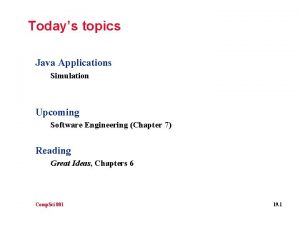 Todays topics Java Applications Simulation Upcoming Software Engineering