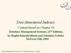 TreeStructured Indexes Content based on Chapter 10 Database