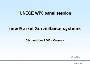 UNECE WP 6 panel session new Market Surveillance