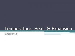 Temperature Heat Expansion Chapter 15 Temperature Temperature We