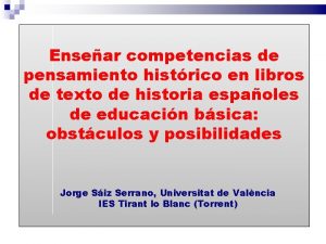 Ensear competencias de pensamiento histrico en libros de