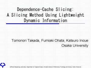 DependenceCache Slicing A Slicing Method Using Lightweight Dynamic