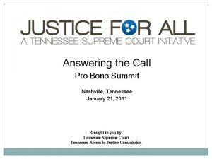 Answering the Call Pro Bono Summit Nashville Tennessee