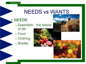 Working Copy NEEDS vs WANTS NEEDS Essentialsthe basics