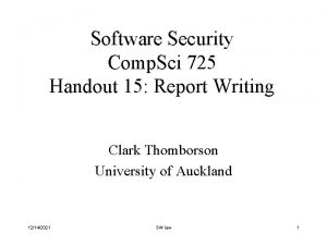 Software Security Comp Sci 725 Handout 15 Report