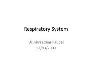 Respiratory System Dr Shreedhar Paudel 17032009 A Clinical