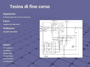 Tesina di fine corso Argomento Arithmetic Logic Unit