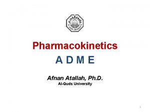 Pharmacokinetics ADME Afnan Atallah Ph D AlQuds University