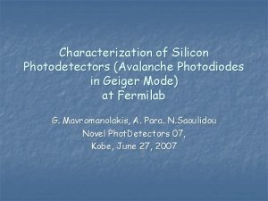 Characterization of Silicon Photodetectors Avalanche Photodiodes in Geiger