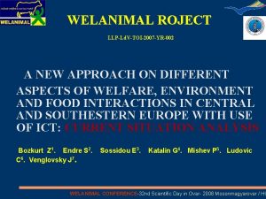 WELANIMAL ROJECT LLPLd VTOI2007 YR002 A NEW APPROACH