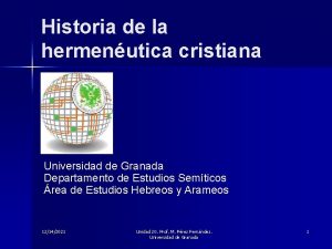 Historia de la hermenutica cristiana Universidad de Granada
